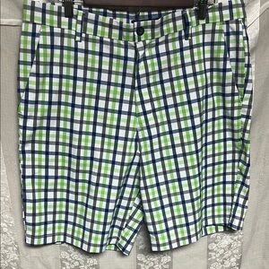 Chaps Golf 78 Shorts Flat Front Green Plaid Men's Size 36